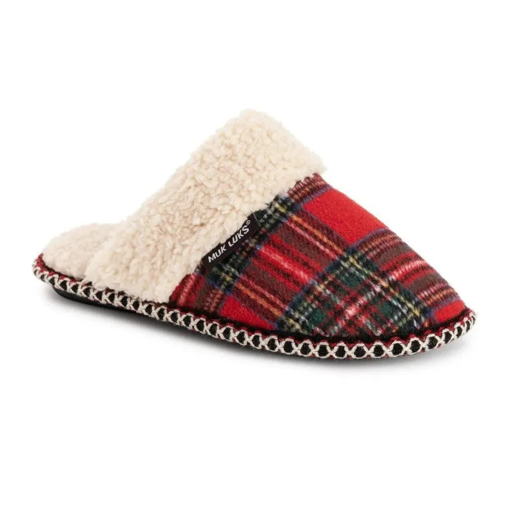 Muk Luks Women's Frida Scuff Slip Resistant Cozy Foam Slipper Red/Cream Size S